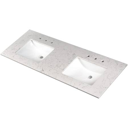Ackland LustreLine 61 in. x 22 in. Integrated Double Sink Vanity Top Polished Engineered Marble Carrara White