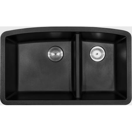 Ackland 32-1/2" Undermount Double Basin Quartz Composite Kitchen Sink Black