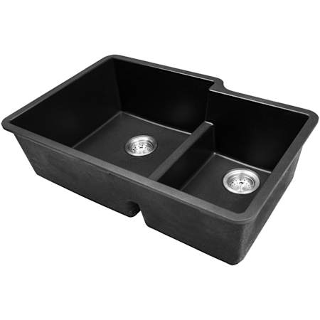 Ackland 32" Undermount Double Basin Quartz Composite Kitchen Sink Black