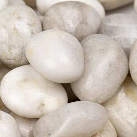 Ackland Rivora Polished Marble Landscaping Rock Pebbles, 1-2 in. - Sold by Pallet (27.5 CF/Pallet) Bianco