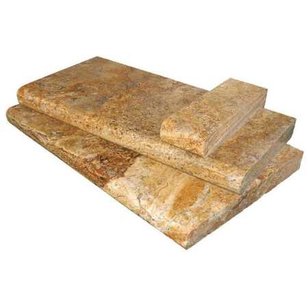 Ackland Marzana 12 in. x 24 in. x 2 in. Honed Unfilled Travertine Pool Coping - Sold by Pallet (80 SF/Pallet) Aurelia