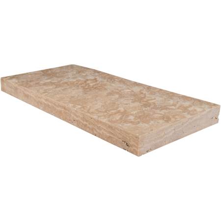 Ackland Marzana 12 in. x 24 in. x 2 in. Honed Unfilled Brushed Travertine Pool Coping Eased Edge - Sold by Pallet (80 SF/Pallet) Dune