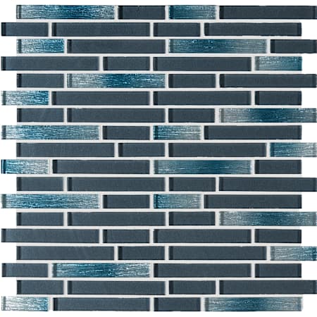Ackland 12" x 12" Glass and Marble and Metal and Porcelain and Stone Linear Wall Mosaic Tile - Glossy and Tumbled Visual - Sold by Carton (14.7 SF/Carton) Blue Mirage