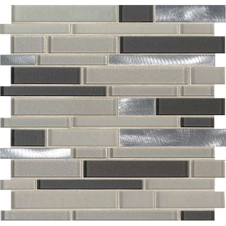 Ackland 10" x 12" Glass and Metal Linear Mosaic Tile - Tumbled Visual - Sold by Carton (15 SF/Carton) Elaneque