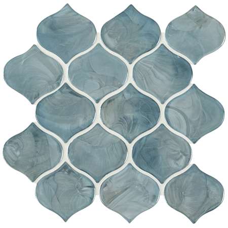 Ackland 9" x 12" Glass Arabesque/Baroque Wall Mosaic Tile - Glossy Visual - Sold by Carton (7 SF/Carton) Midnight Tide