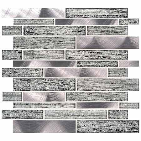 Ackland 12" x 12" Glass and Metal Linear Mosaic Tile - Tumbled Visual - Sold by Carton (9.5 SF/Carton) Lavera Noire