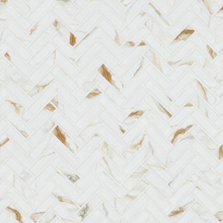 Ackland 11" x 12" Porcelain Herringbone Floor and Wall Mosaic Tile - Matte Visual - Sold by Carton (14.1 SF/Carton) Calacatta Gold