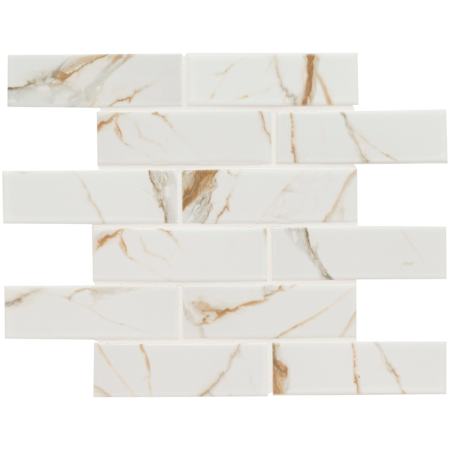 Ackland 12" x 12" Porcelain Brick Floor and Wall Mosaic Tile - Matte Visual - Sold by Carton (13.95 SF/Carton) Calacatta Gold
