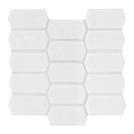 Ackland 10" x 13" Porcelain Geometric Mosaic Tile - Glossy Visual - Sold by Carton (10.5 SF/Carton) Silica White