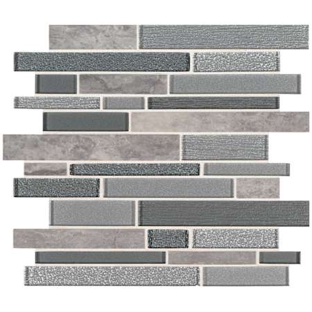 Ackland Sterlington 12" x 12" Glass and Porcelain Linear Mosaic Tile - Semi-Gloss and Tumbled Visual - Sold by Carton (9.7 SF/Carton) Diore Crest