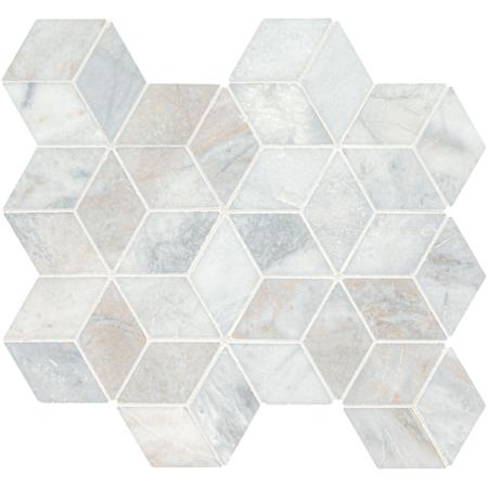 Ackland 12" x 12" Marble Cubed Wall Mosaic Tile - Honed Visual - Sold by Carton (9.8 SF/Carton) Castella de Blanc