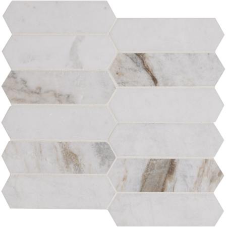 Ackland 12" x 12" Marble Geometric Wall Mosaic Tile - Honed Visual - Sold by Carton (9.8 SF/Carton) Castella de Blanc