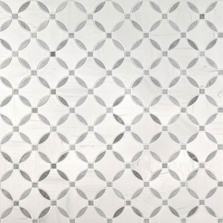 Ackland 10" x 10" Marble Arabesque/Baroque Floor and Wall Mosaic Tile - Polished Visual - Sold by Carton (7.3 SF/Carton) Calabria Frost