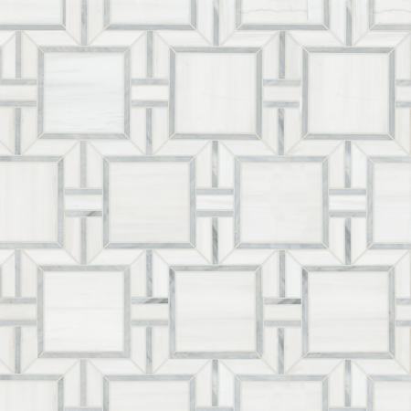 Ackland 11" x 13" Marble Geometric Floor and Wall Mosaic Tile - Polished Visual - Sold by Carton (10 SF/Carton) Calabria Frost