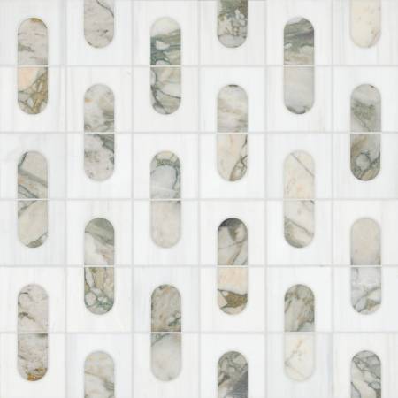 Ackland 12" x 12" Marble Geometric Floor and Wall Mosaic Tile - Polished Visual - Sold by Carton (9.82 SF/Carton) Calabria Frost