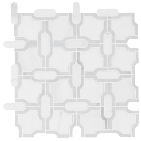 Ackland 12" x 12" Marble Linked Floor and Wall Mosaic Tile - Polished Visual - Sold by Carton (10 SF/Carton) Calabria Frost