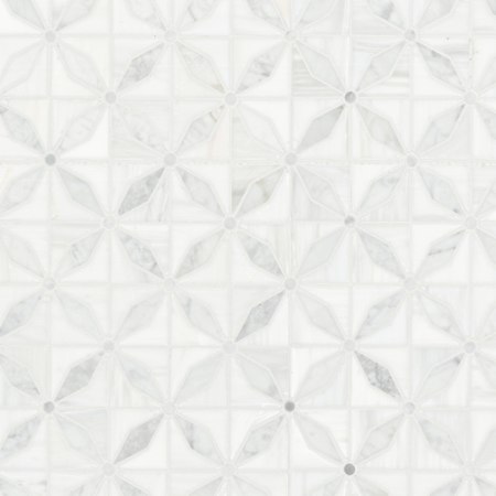 Ackland 12" x 12" Marble Geometric Floor and Wall Mosaic Tile - Polished Visual - Sold by Carton (10 SF/Carton) Calabria Frost