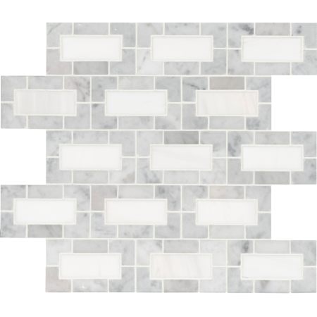 Ackland 12" x 12" Marble Geometric Wall Mosaic Tile - Polished Visual - Sold by Carton (10 SF/Carton) Calabria Frost