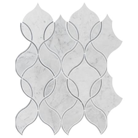 Ackland 10" x 12" Marble Arabesque/Baroque Floor and Wall Mosaic Tile - Polished Visual - Sold by Carton (3.2 SF/Carton) Carrara White