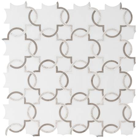Ackland 12" x 12" Marble Linked Floor and Wall Mosaic Tile - Polished Visual - Sold by Carton (5 SF/Carton) Carrara White