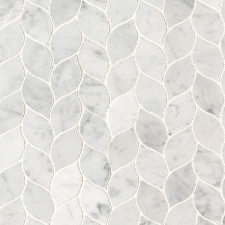 Ackland 12" x 13" Marble Leaf Wall Mosaic Tile - Honed Visual - Sold by Carton (10.8 SF/Carton) Carrara White