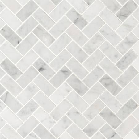 Ackland 12" x 12" Marble Herringbone Floor and Wall Mosaic Tile - Honed Visual - Sold by Carton (9.4 SF/Carton) Carrara White