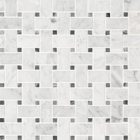 Ackland 12" x 12" Marble Basketweave Wall Mosaic Tile - Honed Visual - Sold by Carton (10 SF/Carton) Carrara White