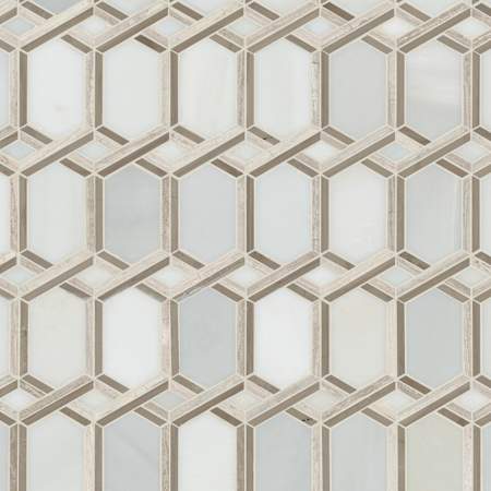 Ackland 12" x 13" Marble Linked Wall Mosaic Tile - Polished Visual - Sold by Carton (10.7 SF/Carton) Crown Lattice