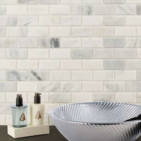 Ackland 12" x 12" Marble Brick Mosaic Tile - Polished Visual - Sold by Carton (10 SF/Carton) Iona Mist