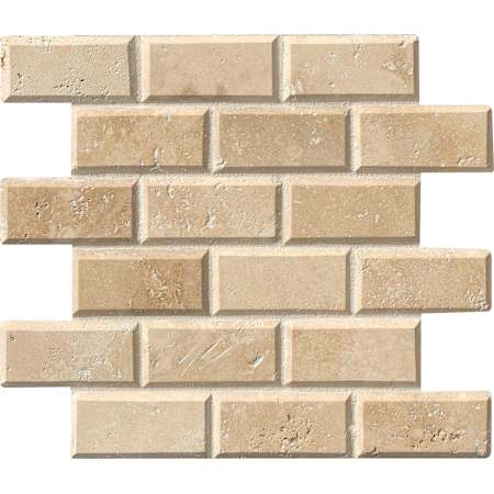 Ackland Marzana - 12" x 12" Travertine Brick Mosaic Tile - Honed Visual - Sold by Carton (9.7 SF/Carton) Cream