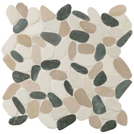 Ackland Marvella - 12" x 12" Marble Pebble and Rock Wall Mosaic Tile - Polished and Tumbled Visual - Sold by Carton (9.7 SF/Carton) Manhattan