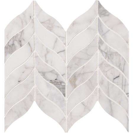 Ackland 12" x 13" Marble Chevron and Leaf Mosaic Tile - Honed Visual - Sold by Carton (8.3 SF/Carton) Venatino Elysia