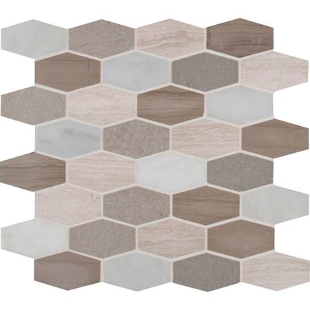 Ackland 12" x 12" Marble Geometric Mosaic Tile - Honed Visual - Sold by Carton (9.7 SF/Carton) Veneto Mix