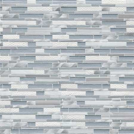Ackland 12" x 12" Glass and Metal and Stone Linear Wall Mosaic Tile - Glossy and Tumbled Visual - Sold by Carton (10 SF/Carton) Alessio