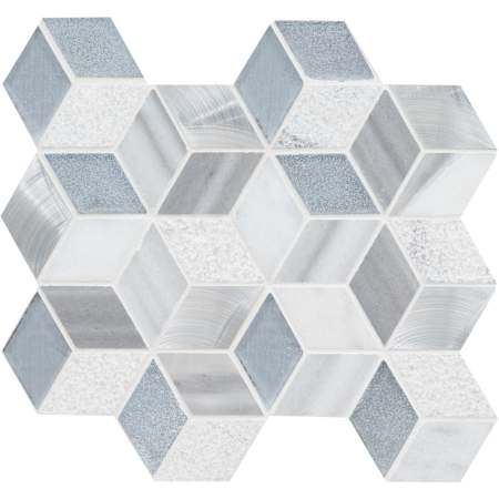 Ackland 12" x 13" Glass and Metal and Stone Cubed Wall Mosaic Tile - Glossy Visual - Sold by Carton (10.1 SF/Carton) Alessio