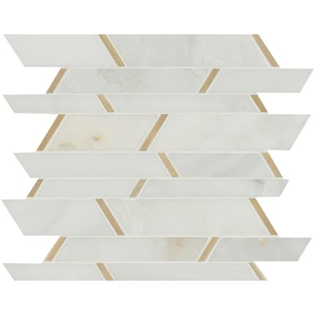 Ackland Artemis - 12" x 12" Metal and Stone Linear Wall Mosaic Tile - Glossy Visual - Sold by Carton (10.25 SF/Carton) Tribeca Oro