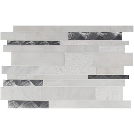 Ackland 12" x 18" Glass and Metal and Stone Linear Mosaic Tile - Tumbled Visual - Sold by Carton (15 SF/Carton) Argento Way