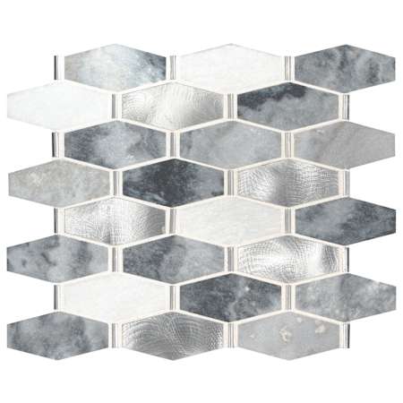 Ackland 12" x 13" Metal and Stone Marque Mosaic Tile - Tumbled Visual - Sold by Carton (15.75 SF/Carton) Selara