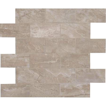 Ackland Astoria - 12" x 12" Porcelain Brick Mosaic Tile - Glossy Visual, Stone Look - Sold by Carton (8 SF/Carton) Frosted Quartz