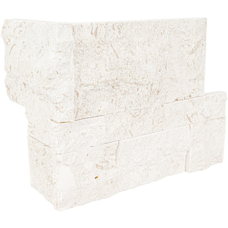 Ackland 9 in. x 18 in. Splitface Limestone Stacked Stone Ledger Corner Wall Tile - Sold by Carton (4.5 SF/Carton) Montara Ivoria