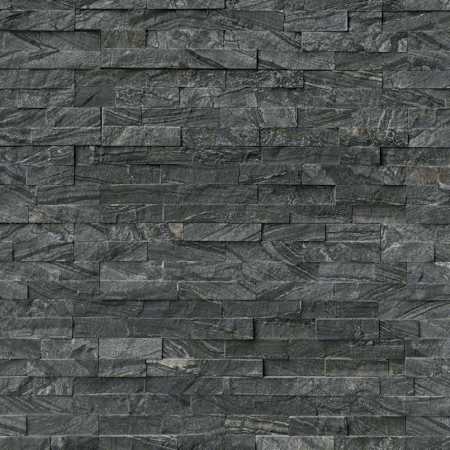 Ackland 6" x 24" Marble Hardscape Wall Tile - Splitface, Textured Marble Visual - Sold by Pallet (210 SF/Pallet) Ashen Black