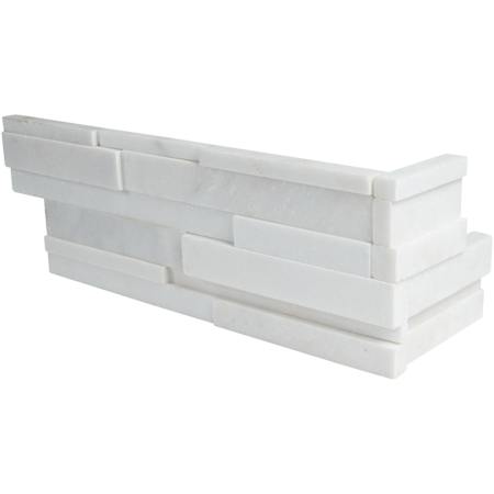 Ackland 6 in. x 18 in. Honed Marble Stacked Stone Ledger Corner Wall Tile - Sold by Carton (4.5 SF/Carton) Auric White