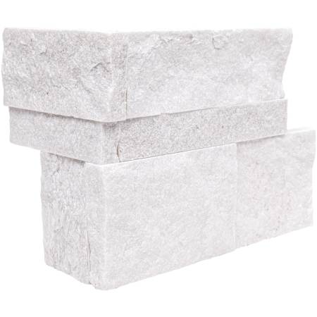 Ackland 9 in. x 18 in. Splitface Marble Stacked Stone Ledger Corner Wall Tile - Sold by Carton (4.5 SF/Carton) Auric White