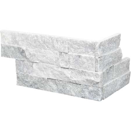 Ackland Celestine 6 in. x 18 in. Splitface Marble Stacked Stone Ledger Corner Wall Tile - Sold by Carton (4.5 SF/Carton) Fog