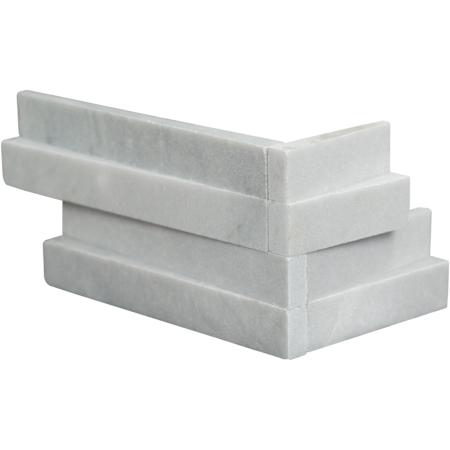 Ackland Celestine 6 in. x 18 in. Honed Marble Stacked Stone Ledger Corner Wall Tile - Sold by Carton (3 SF/Carton) Fog
