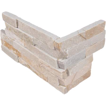Ackland 6 in. x 18 in. Splitface Quartzite Stacked Stone Ledger Corner Wall Tile - Sold by Carton (4.5 SF/Carton) Amber Cream