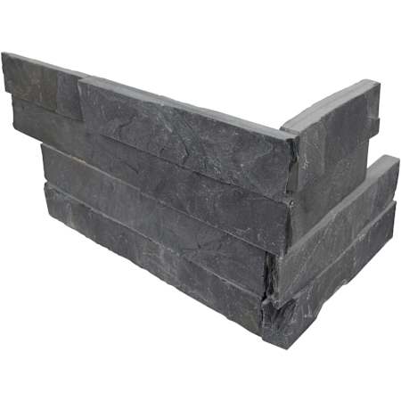 Ackland 6 in. x 18 in. Splitface Slate Stacked Stone Ledger Corner Wall Tile - Sold by Carton (4.5 SF/Carton) Kyoto Noir