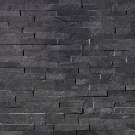 Ackland 6" x 24" Stone Hardscape Wall Tile - Splitface, Textured Slate Visual - Sold by Pallet (280 SF/Pallet) Kyoto Noir