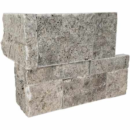 Ackland 9 in. x 18 in. Splitface Travertine Stacked Stone Ledger Corner Wall Tile - Sold by Carton (4.5 SF/Carton) Argento Way