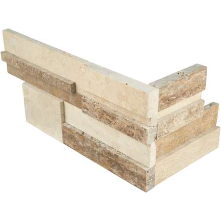 Ackland 6 in. x 18 in. Honed Travertine Stacked Stone Ledger Corner Wall Tile - Sold by Carton (3 SF/Carton) Savile Court